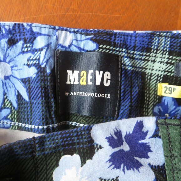 Maeve Anthropologie Pants Collette Size 29Petite Blue and Green Cropped Wide Leg - Picture 7 of 7